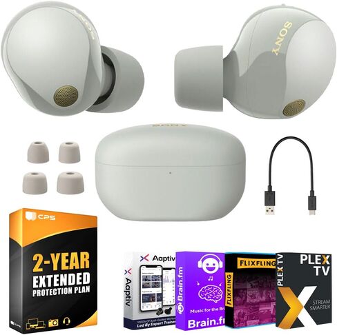 Sony WF1000XM5/B Industry Leading Noise Canceling Truly Wireless Earbuds (Black) Bundle with 2 YR CPS Enhanced Protection Pack, Mizco Travelocity in-Ear Headphone and Type C to USB Adapter in Saudi Arabia