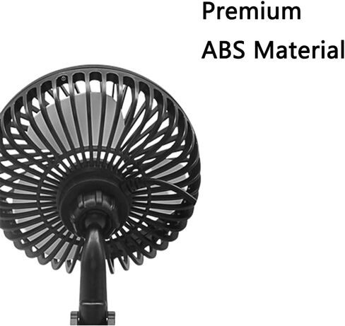 Riloer ABS مروحة تبريد السيارة، مروحة تبريد السيارة، مروحة تبريد السيارة السوداء، مروحة رأس واحدة للسيارة، مروحة سيارة عالمية قابلة للدوران 360 درجة، مروحة تبريد السيارة مع حامل شفط أو حامل مسند الرأس - حامل الشفط in Kuwait