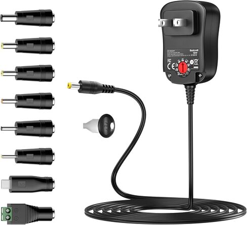 36W 3V 4.5V 5V 6V 7.5V 9V 12V Universal AC Adapter Multi Voltage Power Supply Wall Charger Cord with 10 DC Plugs Jacks for BT Speaker LED Strip Light CCTV Security Camera Router DVD Player in Saudi Arabia