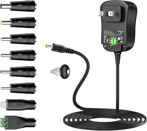 36W 3V 4.5V 5V 6V 7.5V 9V 12V Universal AC Adapter Multi Voltage Power Supply Wall Charger Cord with 10 DC Plugs Jacks for BT Speaker LED Strip Light CCTV Security Camera Router DVD Player in Saudi Arabia