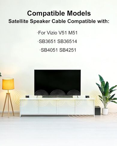 كابل مكبر صوت WUKUR قطعتين متوافق مع Vizio V51 M51 SB3651 SB36514 SB4051 SB4251، سلك مكبر صوت محيطي مناسب تمامًا لمكبر صوت Vizio، الطول: 24.6 قدم/7.5 متر in Kuwait