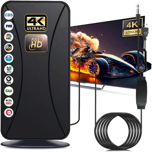 2025 TV Antenna, 999+ Mile Long Range TV Antenna for Smart TVs and All Older TVs, Indoor Outdoor Clear Digital Antenna with 4K 1080p Support - Coaxial 33FT Cable and Amplifier in Kuwait