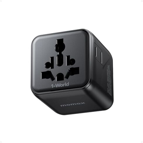Momax 9-in-1 High-Power Universal Travel Adapter, 205W GaN Worldwide Charging Hub with 6 USB-C & 1 USB-A, AC Outlet, Type A/C/G/I Plugs for 200+ Countries, Safe for Laptops, Phones, Cruise Ready in Saudi Arabia