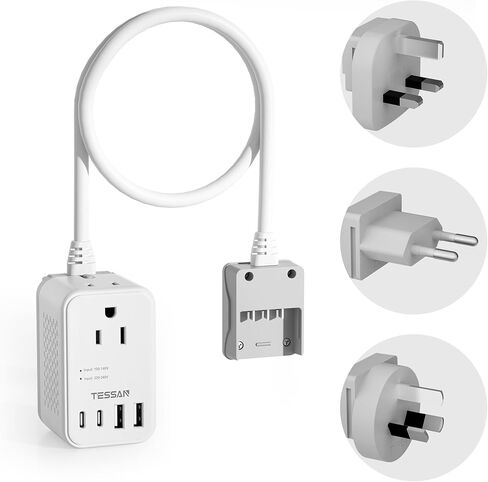 TESSAN 220 to 110 Voltage Converter US to Europe, International Travel Power Adapter with 4 USB Ports(2 USB C), 2 AC and EU/UK/AU Plug Universal Power Converter Adapter Combo, Step Down Transformer in Saudi Arabia