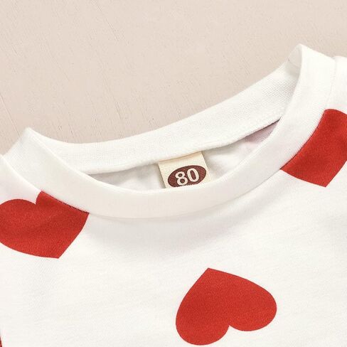 Toddler Baby Girls Valentines Outfits Long Sleeve Heart Print Top + Red Skirt Set in Saudi Arabia