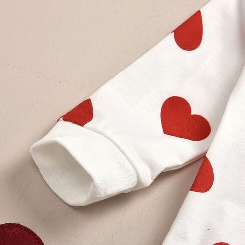 Toddler Baby Girls Valentines Outfits Long Sleeve Heart Print Top + Red Skirt Set in Saudi Arabia