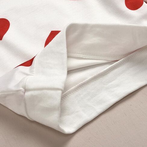 Toddler Baby Girls Valentines Outfits Long Sleeve Heart Print Top + Red Skirt Set in Saudi Arabia