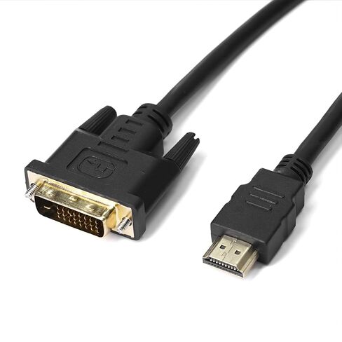 كابل DVI إلى HDMI، HDMI ثنائي الاتجاه إلى DVI-D (24+1) / DVI-I (24+5)، 1080p Full HD 60 هرتز، موصلات مطلية بالذهب مع قفل لولبي - متوافق مع بطاقة رسومات الكمبيوتر المحمول HDTV، 3 أقدام in Kuwait
