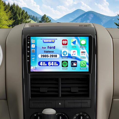 4G+64G Android 13 Car Stereo for Ford Explorer 2005-2010, 10.1 Inch Touchscreen Car Radio with Bluetooth,CarPlay Android Auto, 32EQ/GPS/WiFi/SWC + AHD Backup Camera in Saudi Arabia
