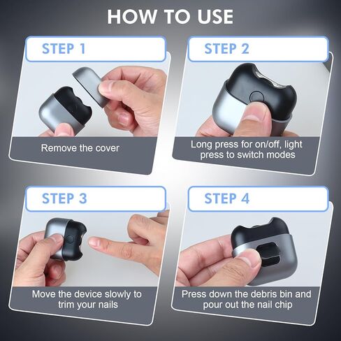 Electric Nail Clipper with Light, Automatic Nail Clipper Rechargeable with 2 Speeds and Nail Chip Storage for Babies, Children, Adults, Caregivers and Seniors in Kuwait