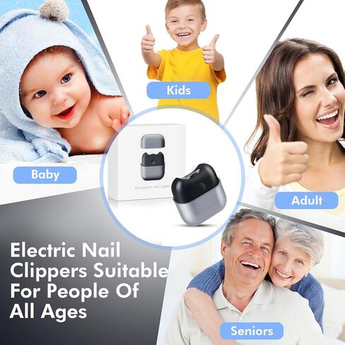 Electric Nail Clipper with Light, Automatic Nail Clipper Rechargeable with 2 Speeds and Nail Chip Storage for Babies, Children, Adults, Caregivers and Seniors in Kuwait