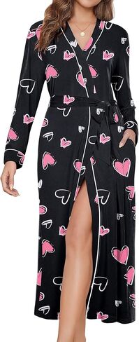 Ekouaer Womens Robes Lightweight Soft Knit Bathrobe Full Length Sleepwear with Pockets Ladies Loungewear S-3XL in Saudi Arabia