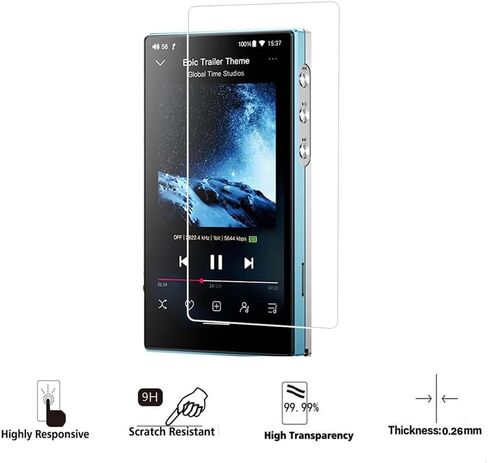 Walieoka Screen Protector Compatible with FiiO JM21 4.7 Inches Player,9H Hardness Tempered Glass Protective Film,Scratch Resistant Anti-Fingerprint [2 Pack] in Saudi Arabia