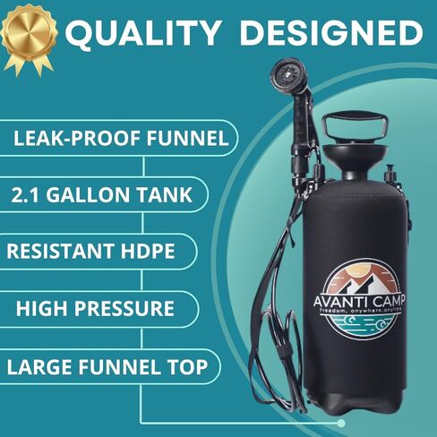 Pressurized Camping Shower – Portable Outdoor Rinse Kit with Hand Pump for Camping, Beach & Van Life – Portable Shower Sprayer for Pets & Gear | AVANTI CAMP in Saudi Arabia