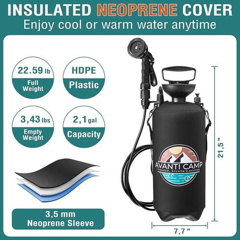 Pressurized Camping Shower – Portable Outdoor Rinse Kit with Hand Pump for Camping, Beach & Van Life – Portable Shower Sprayer for Pets & Gear | AVANTI CAMP in Saudi Arabia