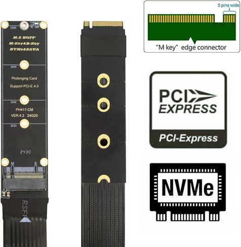 M-Key NVME ذكر إلى أنثى تمديد PCI Express كابل 30 سم PCI-E 4.0 للوحة الرئيسية SSD 2230/2242/2260/2280 in Saudi Arabia