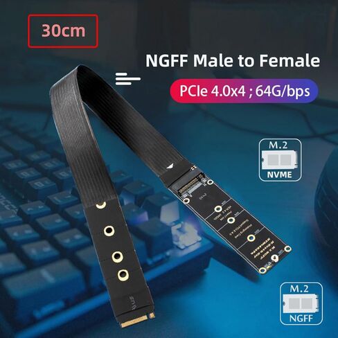 M-Key NVME ذكر إلى أنثى تمديد PCI Express كابل 30 سم PCI-E 4.0 للوحة الرئيسية SSD 2230/2242/2260/2280 in Saudi Arabia