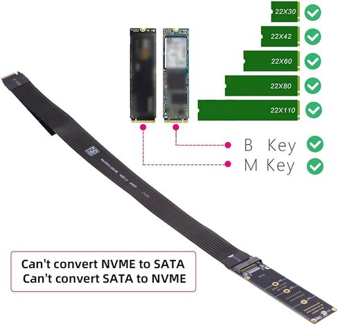 M-Key NVME ذكر إلى أنثى تمديد PCI Express كابل 30 سم PCI-E 4.0 للوحة الرئيسية SSD 2230/2242/2260/2280 in Saudi Arabia