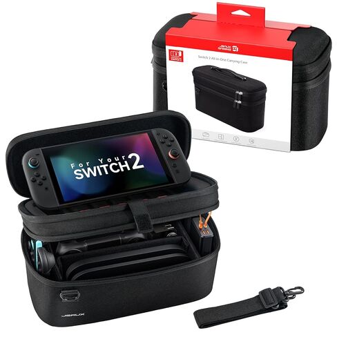 حقيبة حمل JSAUX الكل في واحد لجهاز Nintendo Switch 2 / ROG Xbox Ally / Ally X، حقيبة تخزين للسفر تناسب قاعدة الشحن ووحدة التحكم الاحترافية والملحقات، تحمل المفتاح 2 مع حافظة واقية، سعة كبيرة - أسود in Saudi Arabia