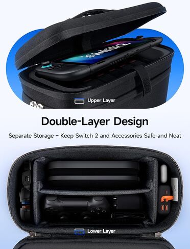 حقيبة حمل JSAUX الكل في واحد لجهاز Nintendo Switch 2 / ROG Xbox Ally / Ally X، حقيبة تخزين للسفر تناسب قاعدة الشحن ووحدة التحكم الاحترافية والملحقات، تحمل المفتاح 2 مع حافظة واقية، سعة كبيرة - أسود in Saudi Arabia