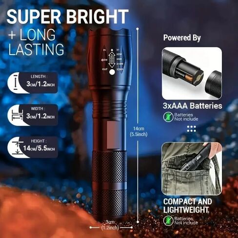 2Pack LED Flashlights High Lumens, 5Mode Tactical Flashlight for Home, Small Flashlights Powerful, Pocket Flashlight Bright, Adjustable Torch Light, Mini Flash Light for Emergencies Camping Outdoor in Saudi Arabia