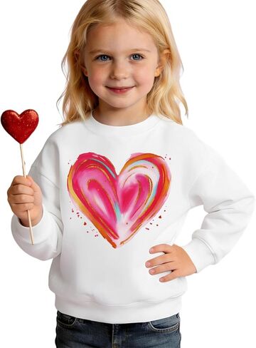 CM C&M WODRO Toddler Baby Girl Valentines Sweatshirt Pink Love Heart Shirt Long Sleeve Kid Cute Graphic Pullover Top Outfit in Kuwait