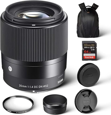 Sigma 30mm F1.4 Contemporary DC DN Lens for Sony E-Mount APS-C Mirrorless Camera - Professional Wide-Angle Prime Lens with Elgato Cam Link 4K HDMI Capture Device for Streaming & Recording, Bundle Kit in Saudi Arabia