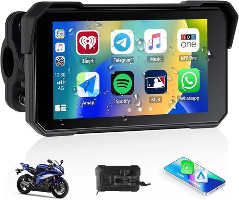 CarPlay Screen for Motorcycle,Portable Wireless Carplay/Android Auto for Motorcycle,5 inch IPS Waterproof Portable Radio GPS Display for Motorbike with Bluetooth,TF Port in Saudi Arabia