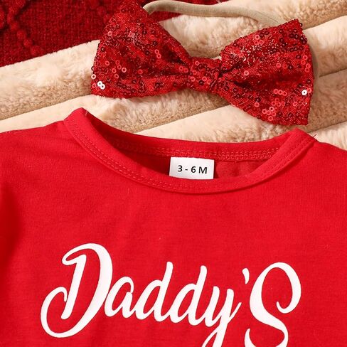 Valentines Baby Girl Outfits Newborn Baby Girls Clothes Long Sleeved Romper Love Heart Dress Headband 0-18 Months in Saudi Arabia