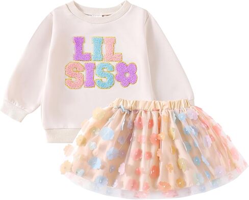 Toddler Baby Girl Valentines Day Outfits Long Sleeve Sweatshirt Heart Tulle Tutu Skirt Set 6 12 18 24 Months 2 3T in Saudi Arabia