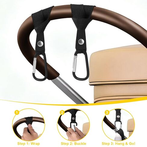2 خطاف لعربة الأطفال للحقائب - مشابك حلقة تسلق عالمية شديدة التحمل مقاس 2.48 بوصة مع حبل معزز، استخدام متعدد المشاهد للدراجات وحقائب الظهر ومعدات التخييم in Saudi Arabia