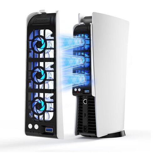 NEWDERY Cooling Fan for P5 Pro, Upgraded 9-Blades & Larger Fan Quiet Cooler with Auto Speed, Extra USB3.0 Port & LED Light for P5 Pro Only, Not for P5 Slim/P5, White in Saudi Arabia