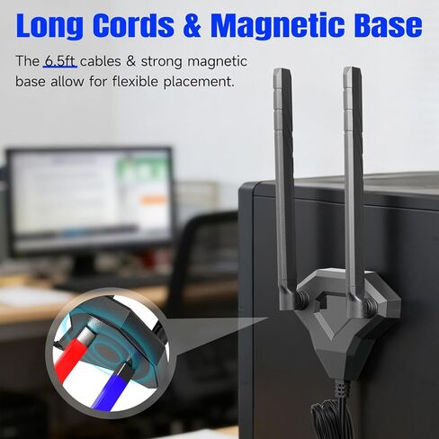 Eightwood WiFi 7 WiFi 6E Antenna Tri-Band 2.4GHz 5GHz 6GHz RP-SMA Antenna with Magnetic Base for Gaming PC Desktop Computer Motherboard PCIe Card, Wireless Router Modem in Saudi Arabia