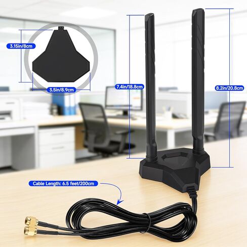 Eightwood WiFi 7 WiFi 6E Antenna Tri-Band 2.4GHz 5GHz 6GHz RP-SMA Antenna with Magnetic Base for Gaming PC Desktop Computer Motherboard PCIe Card, Wireless Router Modem in Saudi Arabia