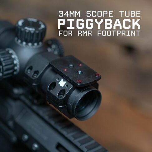 Monstrum Low Profile Piggyback Red Dot Ring Mount for Rifle Scopes | 34 mm | RMR Footprint in Kuwait