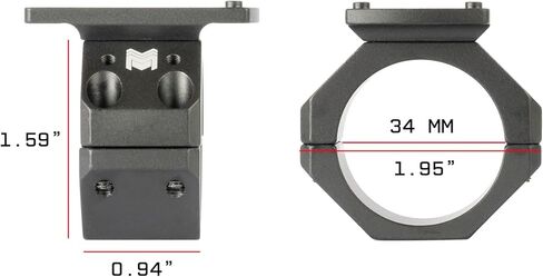 Monstrum Low Profile Piggyback Red Dot Ring Mount for Rifle Scopes | 34 mm | RMR Footprint in Kuwait