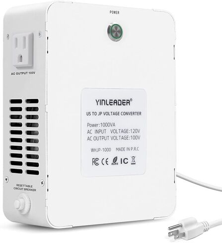 Yinleader 1500W US 120V to 100V JP Japan Voltage Converter Step Down Transformer Ideal for Japanese Electronic Devices(White) in Saudi Arabia