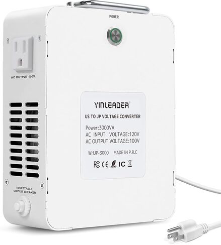 Yinleader 1500W US 120V to 100V JP Japan Voltage Converter Step Down Transformer Ideal for Japanese Electronic Devices(White) in Saudi Arabia
