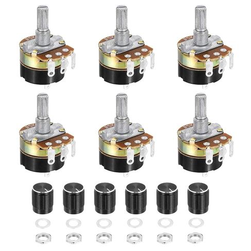 MECCANIXITY 6 Pack WH138 Potentiometer 50K Ohm Single-Joint Variable Resistors 3 Terminals Linear Taper Rotary with Knob Cap for Audio Volume Control in Saudi Arabia