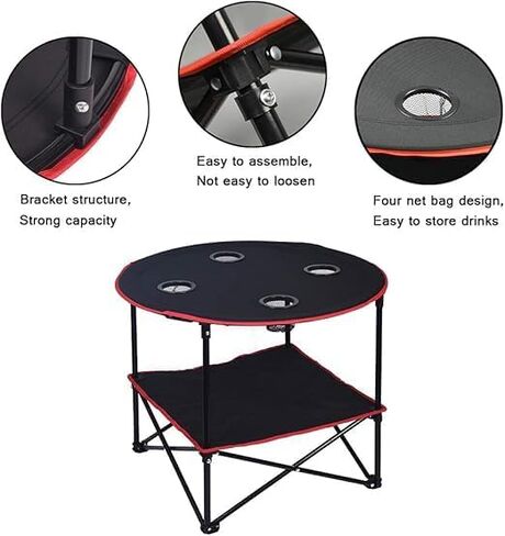 Camping Table Folding Picnic Table with 4 Cup Holders and Carrying Bags Collapsible Canvas Portable Tables Folding for BBQ Outdoor Fishing in Saudi Arabia
