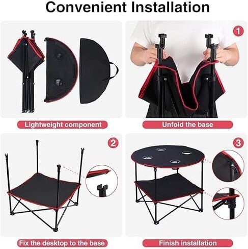 Camping Table Folding Picnic Table with 4 Cup Holders and Carrying Bags Collapsible Canvas Portable Tables Folding for BBQ Outdoor Fishing in Saudi Arabia