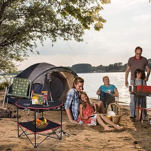 Camping Table Folding Picnic Table with 4 Cup Holders and Carrying Bags Collapsible Canvas Portable Tables Folding for BBQ Outdoor Fishing in Saudi Arabia