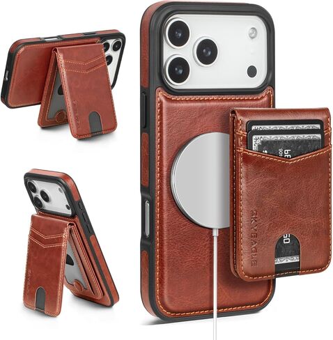 Compatible with Magsafe 2 in 1 Detachable iPhone 17 Pro Max Wallet Case with Card Holder,Women Men Magnetic PU Leather RFID Blocking Flip Kickstand Credit Slots,for Apple 17 ProMax,Brown in Saudi Arabia