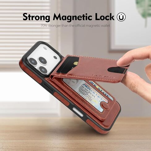 Compatible with Magsafe 2 in 1 Detachable iPhone 17 Pro Max Wallet Case with Card Holder,Women Men Magnetic PU Leather RFID Blocking Flip Kickstand Credit Slots,for Apple 17 ProMax,Brown in Saudi Arabia