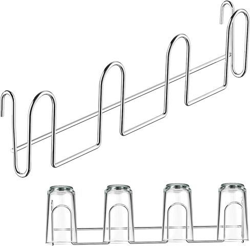 12 Inch Stainless Steel Cup Drying Rack with 4 Hooks, Kitchen Mug Holder Organizer for Glasses, Baby Bottles, Travel Mugs, Dishwasher Safe Kitchen Drainage Basket in Saudi Arabia