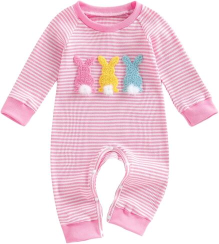 My First Easter Baby Girl Outfit Cutest Bunny Carrot Onesie Waffle Jumpsuit Romper Newborn Spring Clothes With Hat in Saudi Arabia