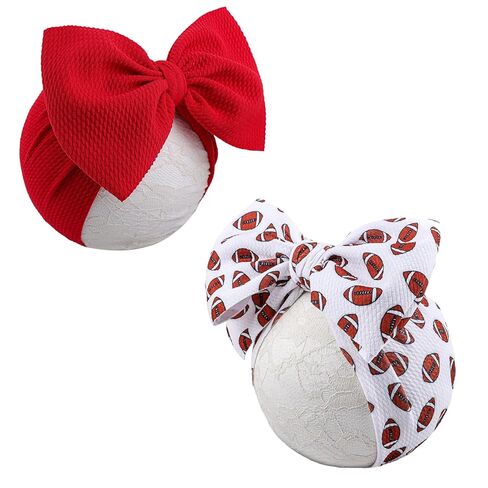 2 قطعة من الأقواس لعصابة رأس الفتيات الصغيرات، عصابات رأس كرة القدم للفتيات الصغيرات مع فيونكة، عصابات شعر حمراء رياضية واسعة إكسسوارات شعر هدية لكرة القدم للأطفال حديثي الولادة والأطفال الصغار in Kuwait