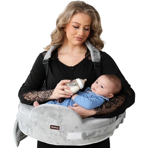 Nursing Pillow for Standing/Sitting Use- Springy Memory Foam for Support & Comfort, Large Breast Feeding Pillow - Safety Fence, Adjustable Waist Belt and Support Backrest, Removable Cover with Pocket in Kuwait