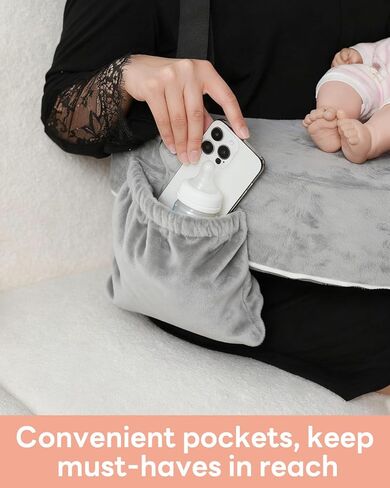 Nursing Pillow for Standing/Sitting Use- Springy Memory Foam for Support & Comfort, Large Breast Feeding Pillow - Safety Fence, Adjustable Waist Belt and Support Backrest, Removable Cover with Pocket in Kuwait