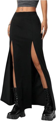 Women's Casual High Elastic Waist Slit Maxi Skirts, Stretchy Bodycon Wrap Long Club Skirt for Night Out Party in Saudi Arabia